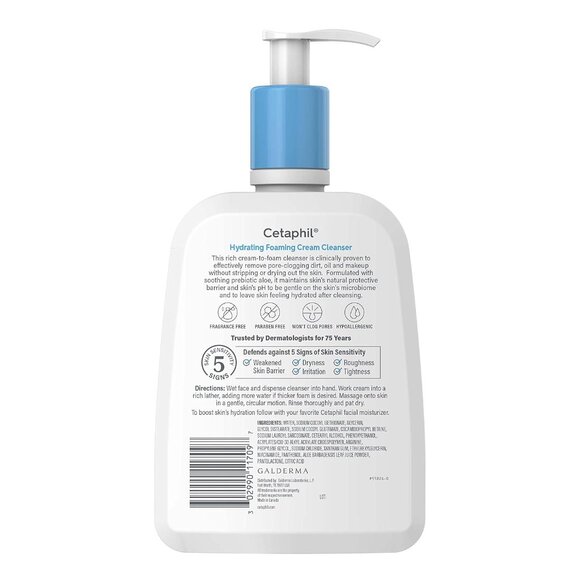 Cream to Foam Face Wash, Hydrating Foaming Cream Cleanser, 16 oz, For Normal to - Picture 2 of 10